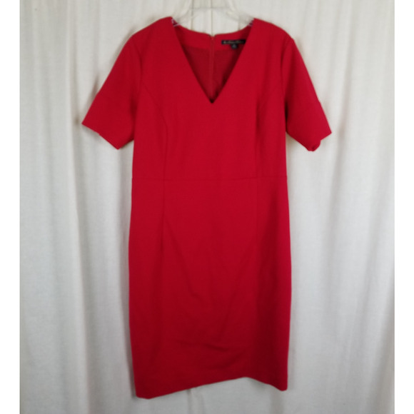 Vintage Brooks Brothers Red VNeck Sheath Cocktail Dress Womens size 16 - Picture 1 of 10